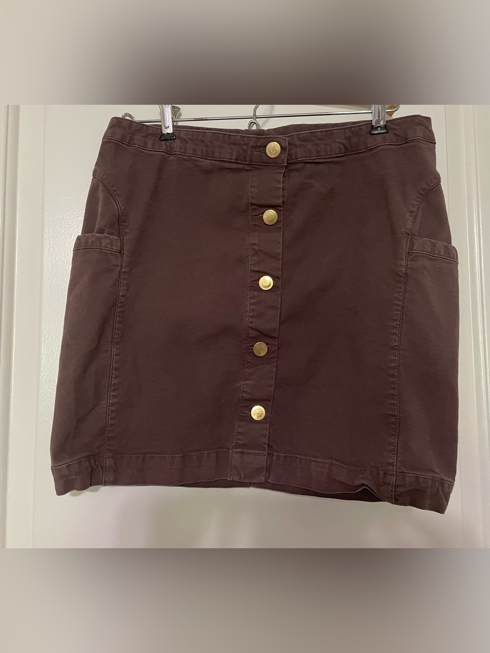 Toad & Co Earthworks Skirt Women Purple Button Front Pockets